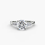 AMÉLIE – Round Cut Four-Stone Shoulder Solitaire Ring Setting in White Gold | SARATTI