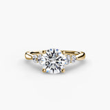 AMÉLIE – Round Cut Four-Stone Shoulder Solitaire Ring Setting in Yellow Gold | SARATTI