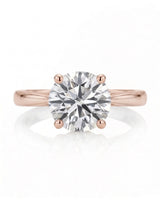 ARIA 1 carat round natural diamond solitaire engagement ring in 18K rose gold, front view of four-prong setting | SARATTI