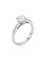 ARIA 1 carat round natural diamond solitaire engagement ring in 18K white gold, 45-degree hero view | SARATTI