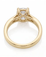 ARIA 1 carat round natural diamond solitaire engagement ring in 18K yellow gold, underside view of open gallery | SARATTI