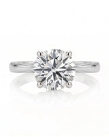 ARIA 1 carat round natural diamond solitaire engagement ring in platinum, front view of four-prong setting | SARATTI