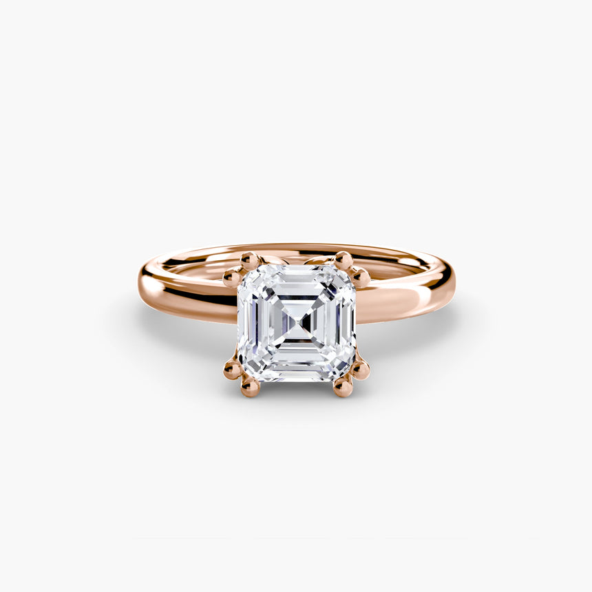 ASTRA – Asscher Cut Six-Prong Solitaire Ring Setting in Rose Gold | SARATTI
