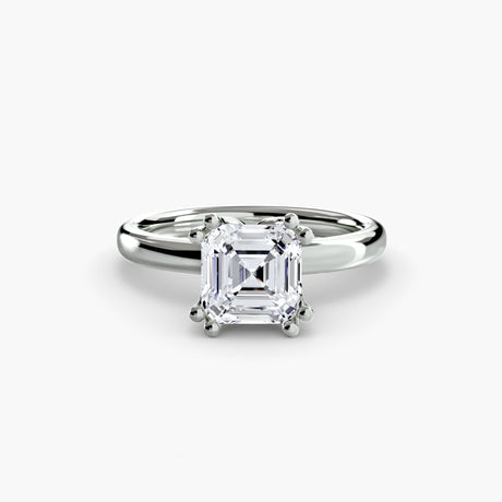 ASTRA – Asscher Cut Six-Prong Solitaire Ring Setting in White Gold | SARATTI