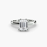 ASTRA – Emerald Cut Six-Prong Solitaire Ring Setting in 950 Platinum, standalone product view | SARATTI