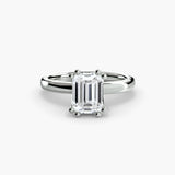 ASTRA – Emerald Cut Six-Prong Solitaire Ring Setting in White Gold, standalone product view | SARATTI