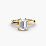 ASTRA – Emerald Cut Six-Prong Solitaire Ring Setting in Yellow Gold, standalone product view | SARATTI