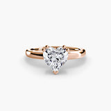 ASTRA Heart Cut Six-Prong Solitaire Ring Setting in Rose Gold | SARATTI