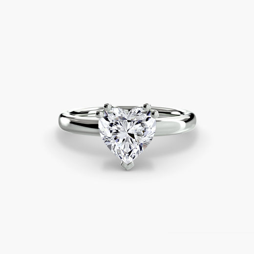 ASTRA Heart Cut Six-Prong Solitaire Ring Setting in White Gold | SARATTI