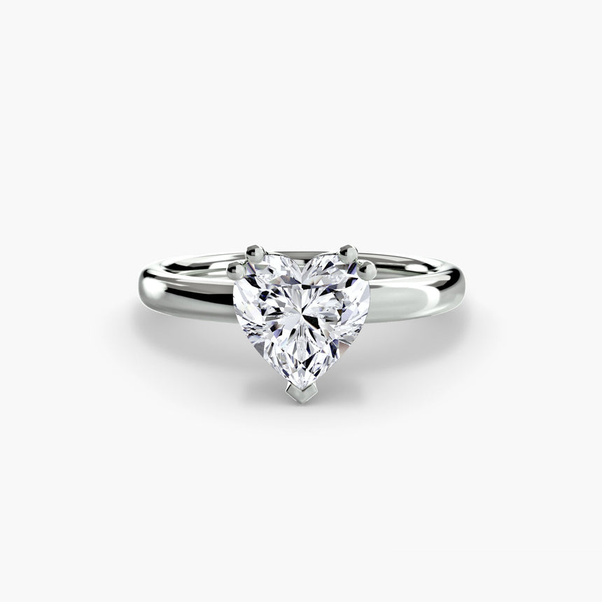 ASTRA Heart Cut Six-Prong Solitaire Ring Setting in White Gold | SARATTI