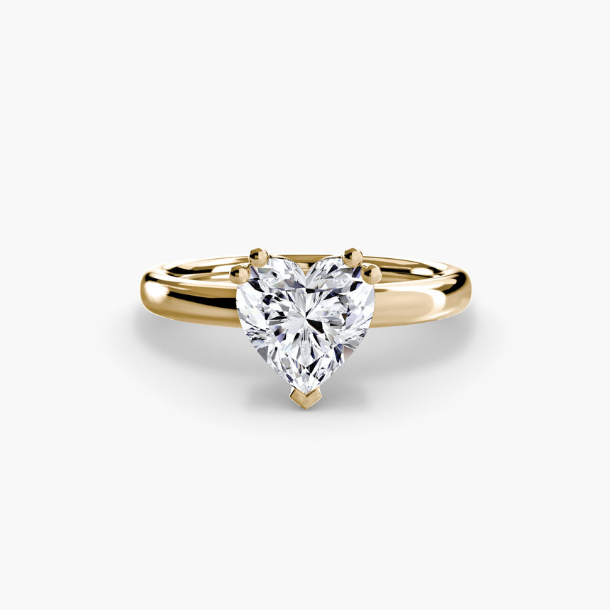 ASTRA Heart Cut Six-Prong Solitaire Ring Setting in Yellow Gold | SARATTI
