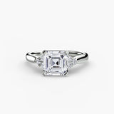 ASTRA II – Asscher Cut Six-Stone Shoulder Solitaire Ring Setting in 950 Platinum | SARATTI