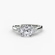 ASTRA II – Cushion Cut Six-Stone Shoulder Solitaire Ring Setting – White Gold view | SARATTI
