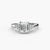 ASTRA II – Emerald Cut Six-Stone Shoulder Solitaire Ring Setting in 950 Platinum | SARATTI
