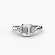 ASTRA II – Emerald Cut Six-Stone Shoulder Solitaire Ring Setting in White Gold | SARATTI