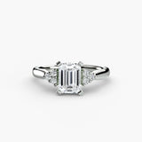 ASTRA II – Emerald Cut Six-Stone Shoulder Solitaire Ring Setting in White Gold | SARATTI