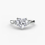 ASTRA II Heart Cut Six-Stone Shoulder Solitaire Ring Setting in 950 Platinum | SARATTI