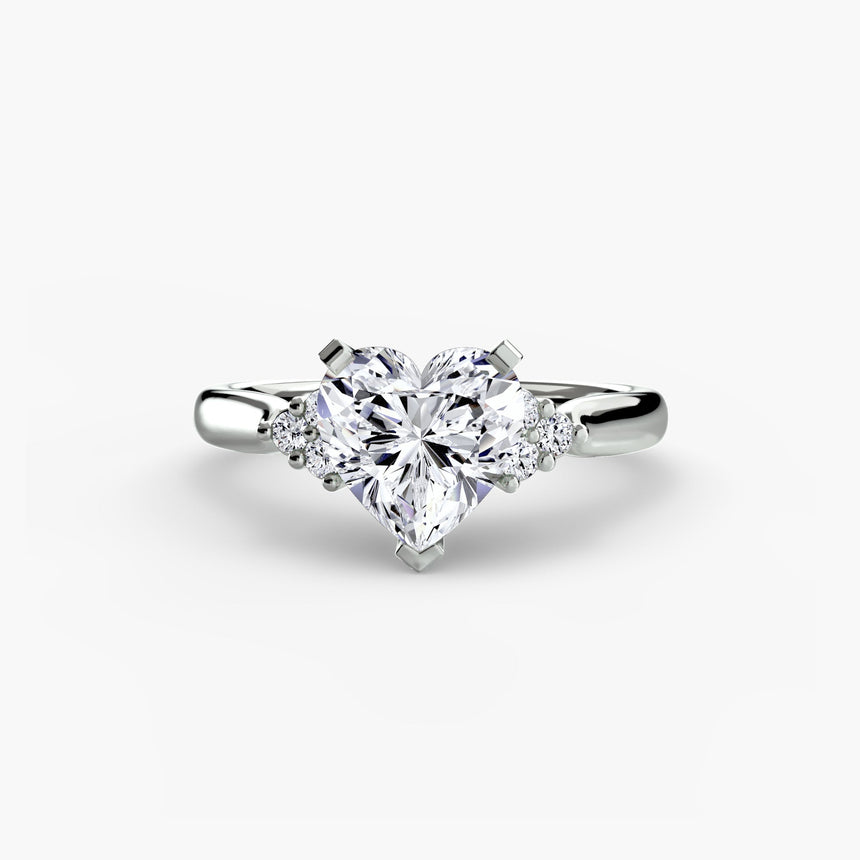 ASTRA II Heart Cut Six-Stone Shoulder Solitaire Ring Setting in 950 Platinum | SARATTI