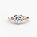 ASTRA II Heart Cut Six-Stone Shoulder Solitaire Ring Setting in Rose Gold | SARATTI