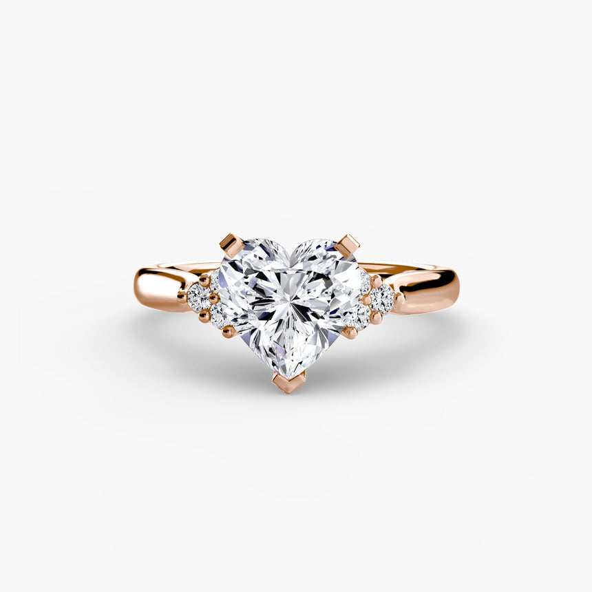 ASTRA II Heart Cut Six-Stone Shoulder Solitaire Ring Setting in Rose Gold | SARATTI