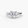 ASTRA II Heart Cut Six-Stone Shoulder Solitaire Ring Setting in White Gold | SARATTI