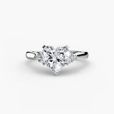 ASTRA II Heart Cut Six-Stone Shoulder Solitaire Ring Setting in White Gold | SARATTI