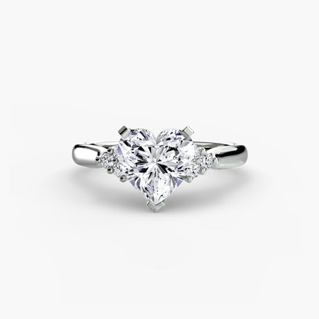 ASTRA II Heart Cut Six-Stone Shoulder Solitaire Ring Setting in White Gold | SARATTI