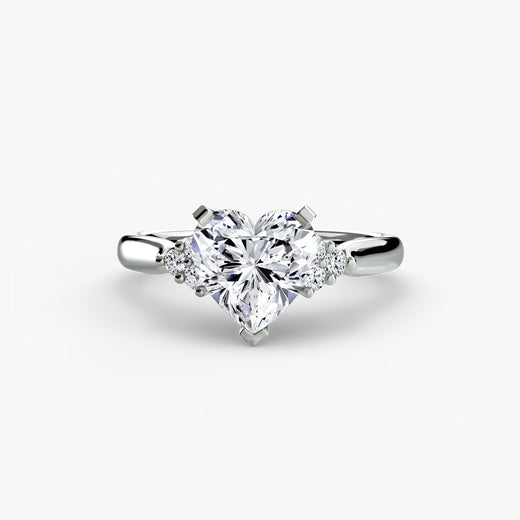ASTRA II Heart Cut Six-Stone Shoulder Solitaire Ring Setting in White Gold | SARATTI
