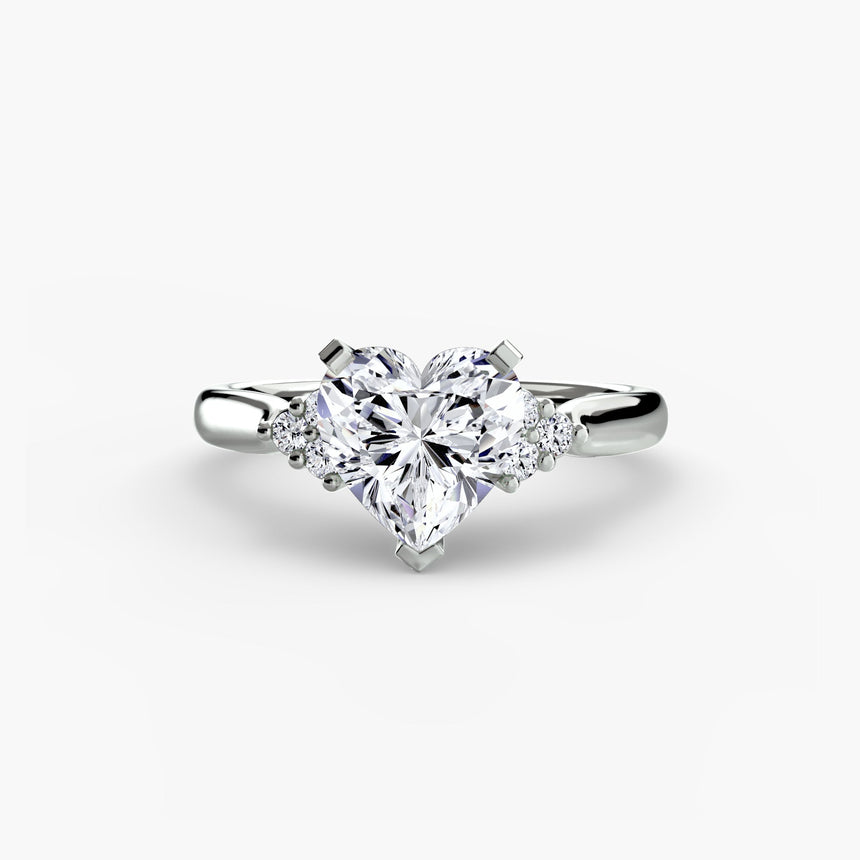ASTRA II Heart Cut Six-Stone Shoulder Solitaire Ring Setting in White Gold | SARATTI