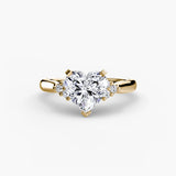 ASTRA II Heart Cut Six-Stone Shoulder Solitaire Ring Setting in Yellow Gold | SARATTI