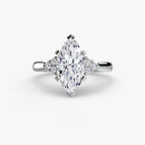 ASTRA II – Marquise Cut Six-Stone Shoulder Solitaire Ring Setting in 950 Platinum | SARATTI