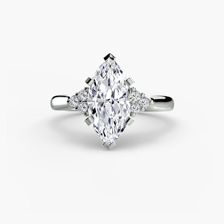 ASTRA II – Marquise Cut Six-Stone Shoulder Solitaire Ring Setting in 950 Platinum | SARATTI