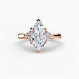 ASTRA II – Marquise Cut Six-Stone Shoulder Solitaire Ring Setting in Rose Gold | SARATTI