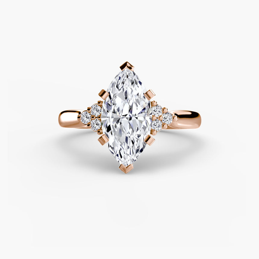 ASTRA II – Marquise Cut Six-Stone Shoulder Solitaire Ring Setting in Rose Gold | SARATTI