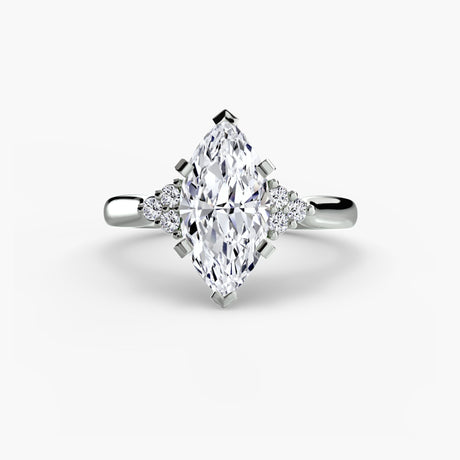 ASTRA II – Marquise Cut Six-Stone Shoulder Solitaire Ring Setting in White Gold | SARATTI
