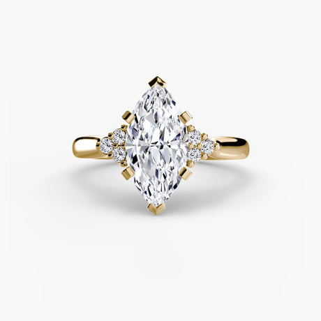 ASTRA II – Marquise Cut Six-Stone Shoulder Solitaire Ring Setting in Yellow Gold | SARATTI