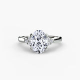 ASTRA II Oval Cut cluster-shoulder solitaire ring setting in 950 Platinum | SARATTI