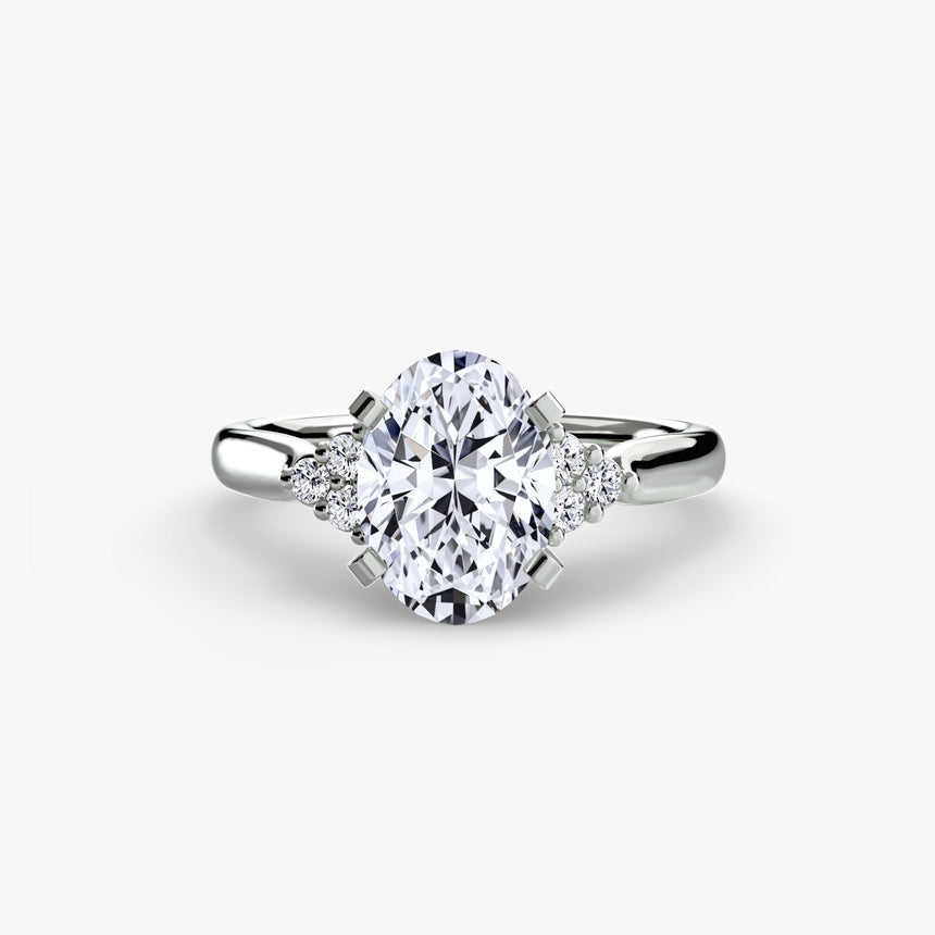 ASTRA II Oval Cut cluster-shoulder solitaire ring setting in 950 Platinum | SARATTI