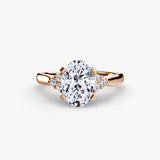 ASTRA II Oval Cut cluster-shoulder solitaire ring setting in Rose Gold | SARATTI