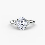 ASTRA II Oval Cut cluster-shoulder solitaire ring setting in White Gold | SARATTI