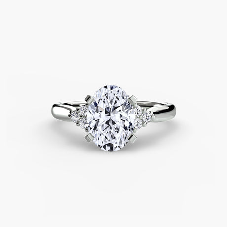 ASTRA II Oval Cut cluster-shoulder solitaire ring setting in White Gold | SARATTI