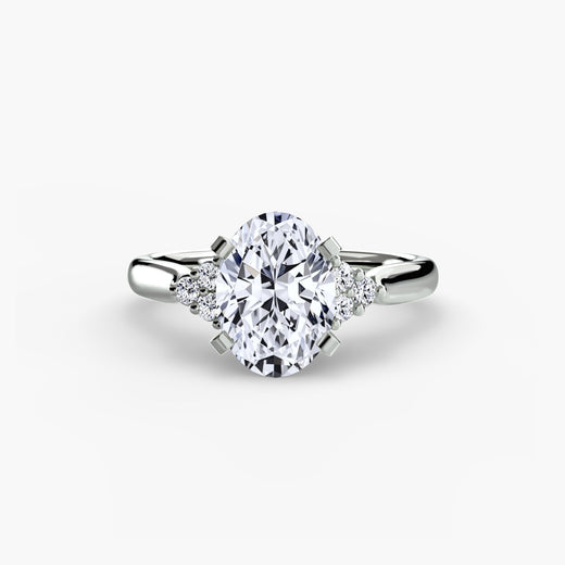 ASTRA II Oval Cut cluster-shoulder solitaire ring setting in White Gold | SARATTI