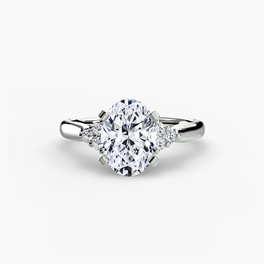 ASTRA II Oval Cut cluster-shoulder solitaire ring setting in White Gold | SARATTI