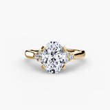 ASTRA II Oval Cut cluster-shoulder solitaire ring setting in Yellow Gold | SARATTI