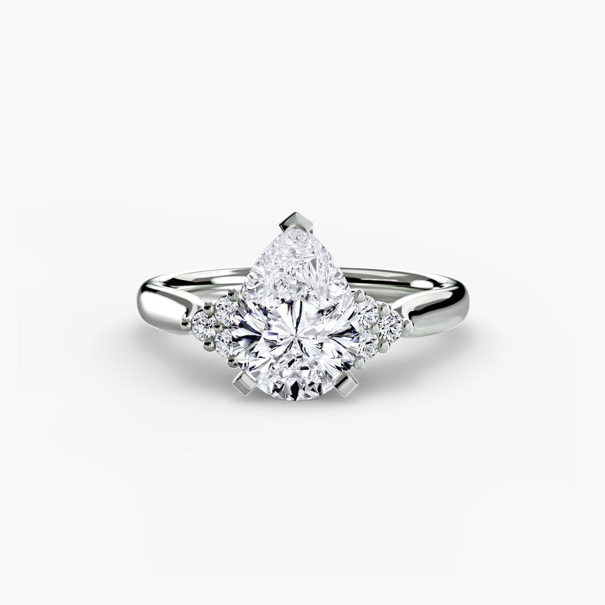 ASTRA II – Pear Cut Six-Stone Shoulder Solitaire Ring Setting in 950 Platinum | SARATTI