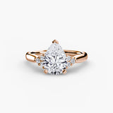 ASTRA II – Pear Cut Six-Stone Shoulder Solitaire Ring Setting in Rose Gold | SARATTI