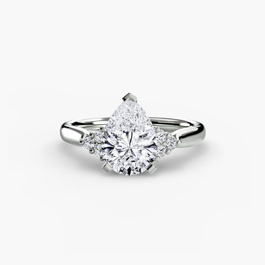 ASTRA II – Pear Cut Six-Stone Shoulder Solitaire Ring Setting in White Gold | SARATTI