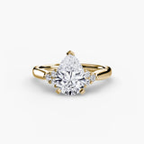 ASTRA II – Pear Cut Six-Stone Shoulder Solitaire Ring Setting in Yellow Gold | SARATTI