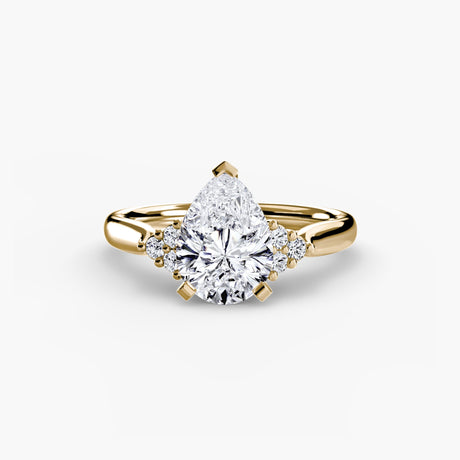 ASTRA II – Pear Cut Six-Stone Shoulder Solitaire Ring Setting in Yellow Gold | SARATTI