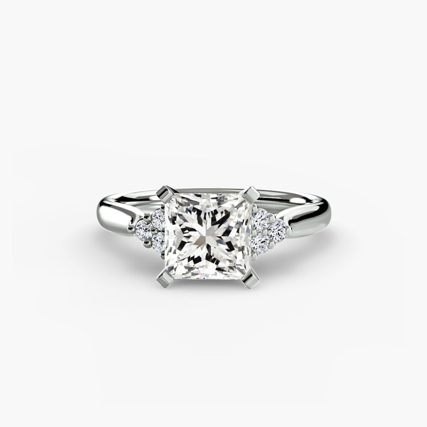 ASTRA II – Princess Cut Six-Stone Shoulder Solitaire Ring Setting in 950 Platinum | SARATTI